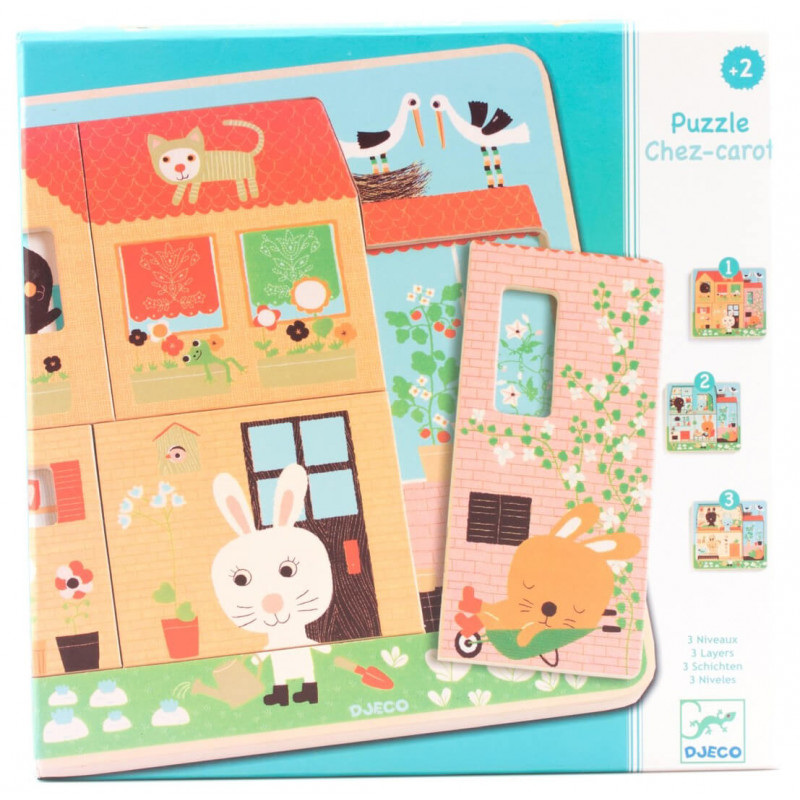 Puzzle en bois 3 niveaux - Chez Carot