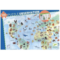 Puzzle Carton Observation - Les animaux du monde  100 pcs + Livret