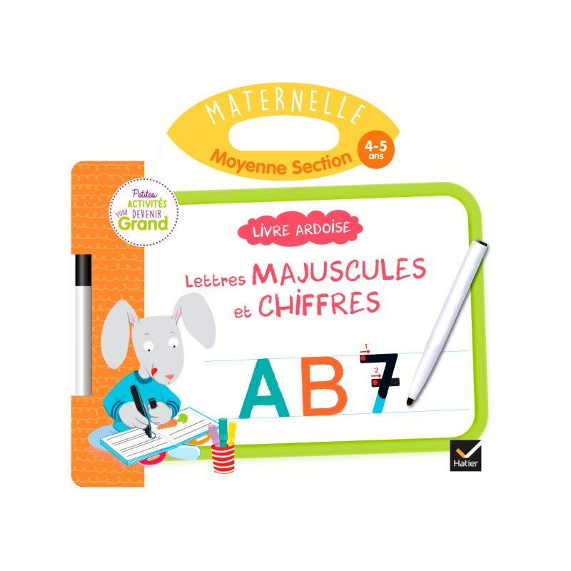 Ardoise - Livre Ardoise - Lettres majuscules et chiffres MS