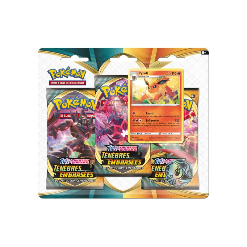 Pack 3 boosters : Pokémon Épée et Bouclier "Ténèbres Embrasées"