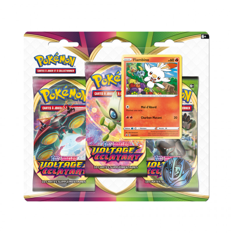 Pokémon Épée et Bouclier 04 "Voltage Éclatant" : Pack 3 boosters Pokémon Épée et Bouclier 04 "Voltage Éclatant" : Pack 3 boosters