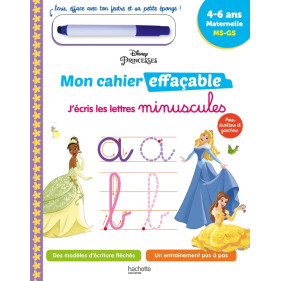 Disney - Princesses  Mon cahier effaçable - J'écris les lettres minuscules