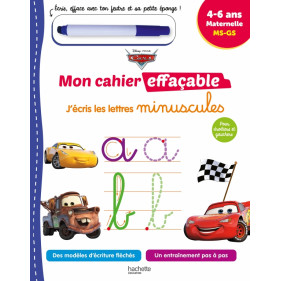 Disney - Cars  Mon cahier effaçable - J'écris les lettres minuscules