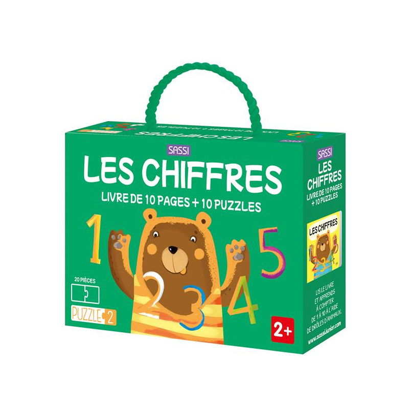 Puzzle Enfant 10 Pièces Carton et 10 Chiffres En Bois 'Mes