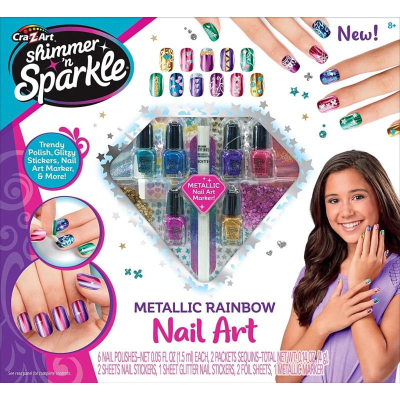 Shimmer 'n Sparkle - Metallic Rainbow Nail Art Shimmer 'n Sparkle - Metallic Rainbow Nail Art