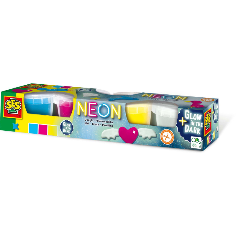Pâte à Modeler - Fluo et brille dans le noir 4x90gr