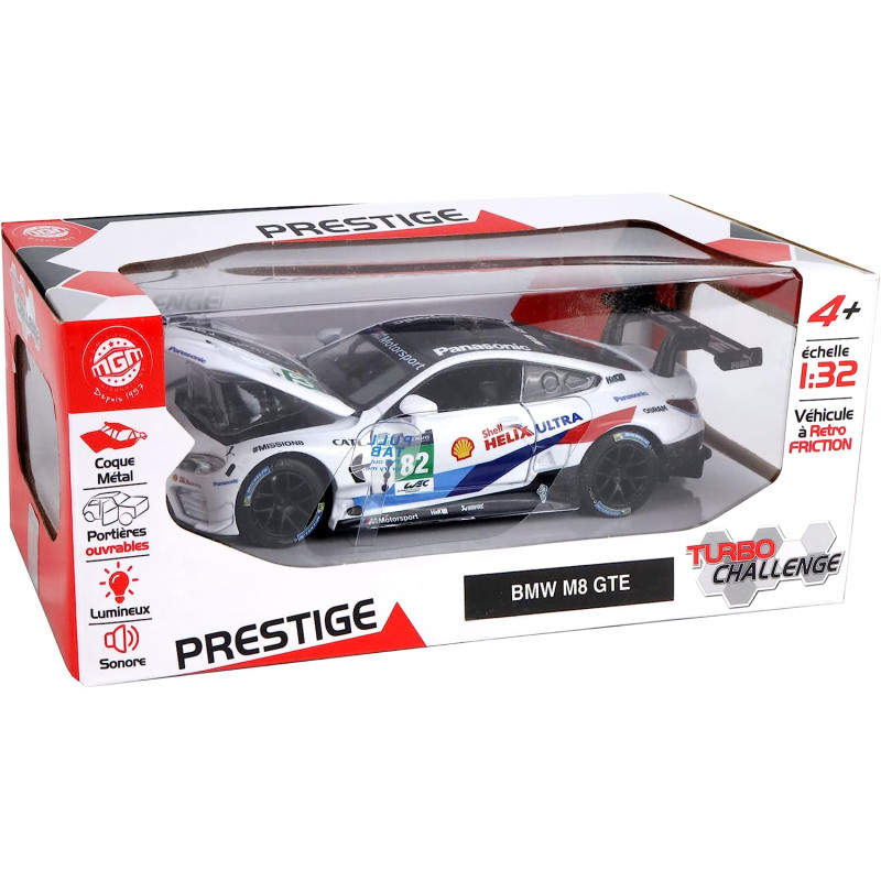 BTE/ 1:32  DTM VOITURE EN METAL BMW M8 GTE 2018 LE MANS RETROFRICTION SONORE ET LUMINEUSE