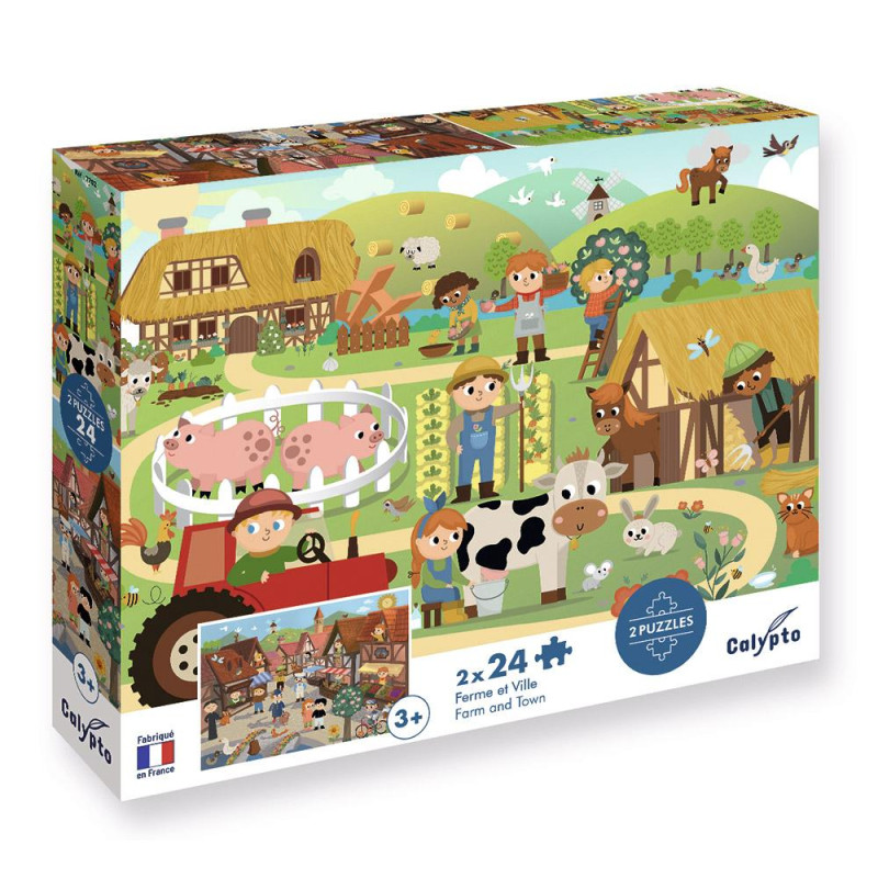 PUZZLE 2*24 pièces - Ferme et Ville
