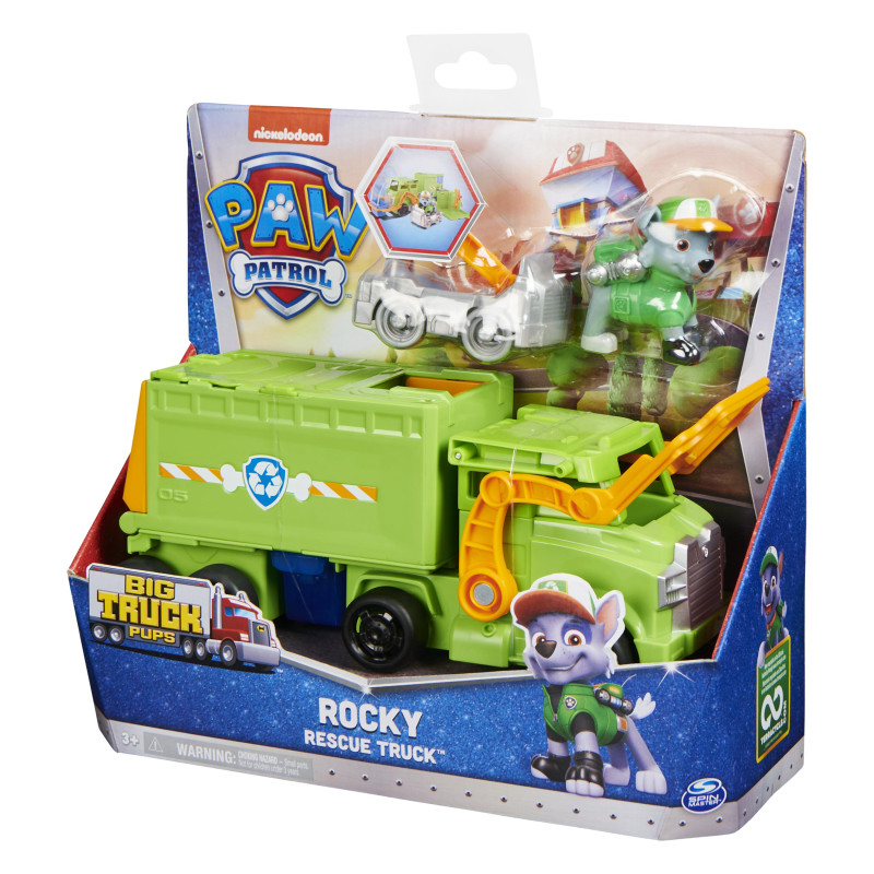 PAW Patrol, Camion de recyclage de Rocky avec figurine à collectionner