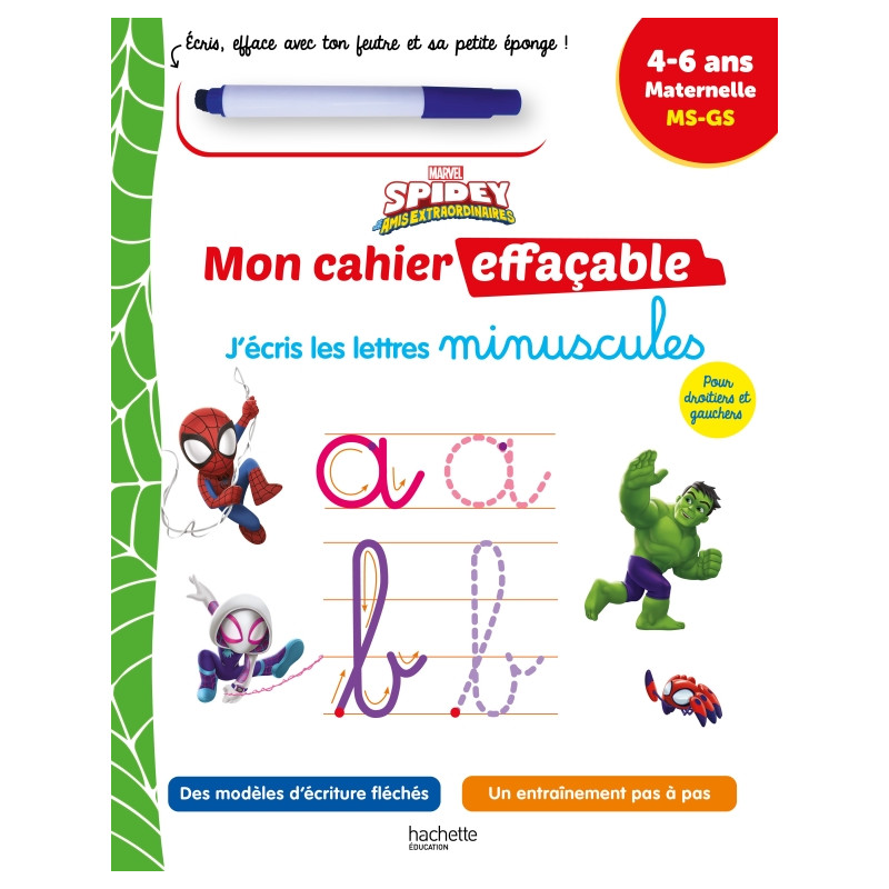 Disney - Spidey et ses amis extraordinaires  - Mon cahier effaçable - J'écris les minuscules (4-6 ans)