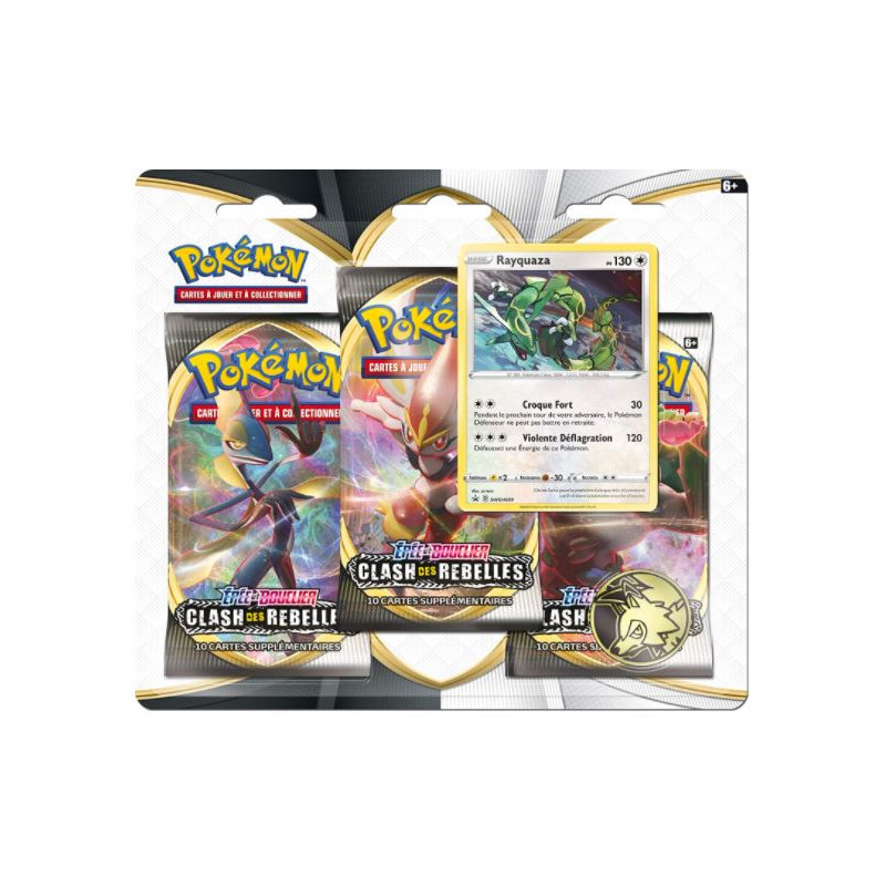 Pack 3 boosters Pokémon Épée et Bouclier "Clash des Rebelles" J...