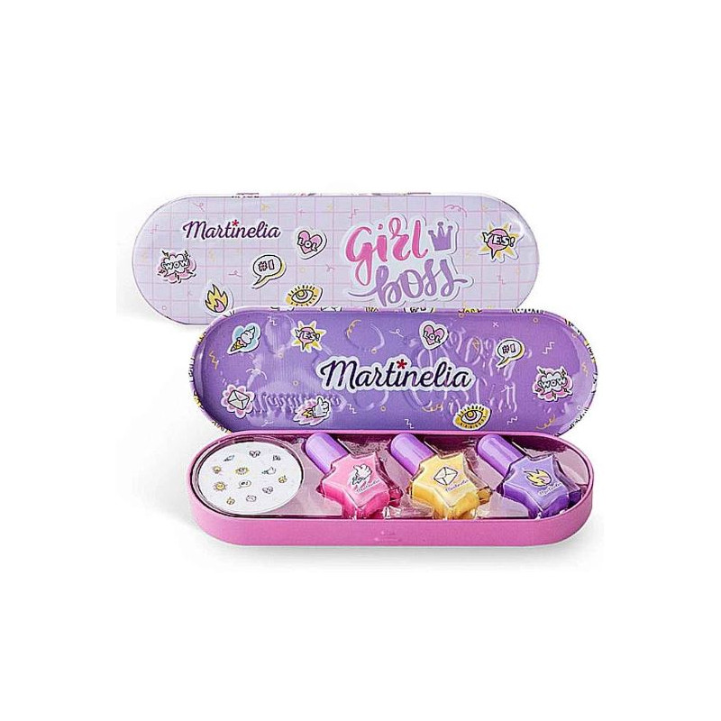 MARTINELIA SUPER GIRL NAIL POLISH&STICKERS TIN BOX