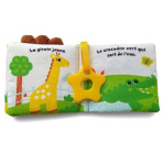 Jeux d'Eveil pour enfants - LIVRE TISSU A MÂCHOUILLER - PETIT LION (Les animaux et les couleurs) - Livraison rapide Tunisie