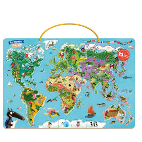 Ma carte du monde magnétique en puzzle (73 magnets) - Je découvre le monde avec Loup