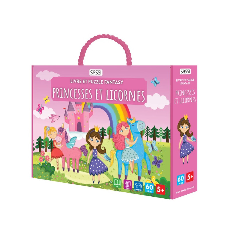 Livre et puzzle fantasy - Princesses et licornes