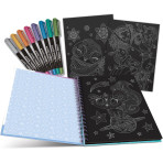Loisirs créatifs pour enfants - Livre de coloriage à pages noires Iceana & Isadora - Stylos gel à encre métalisée - Livraison...