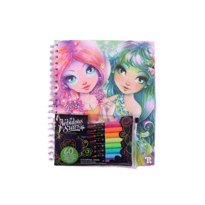 Livre de coloriage - à pages noires Coralia & Marinia - Stylos à gel à encre à néon