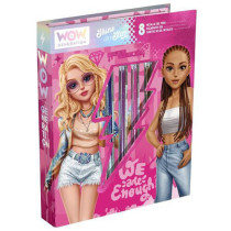 CARNET DE COLORIAGE AVEC 8 STYLOS GEL MÉTALLIQUES